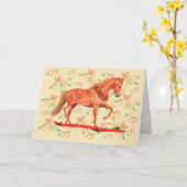 クリスマスの馬 栗毛の馬 ゴールデンベル カード (黄色い花)