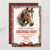 クリスマスの馬 水彩画 招待状 (正面/裏面)