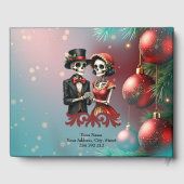 クリスマスの骨のロマンス、陽気なスケルトンのカップル ゲストブック (裏面)