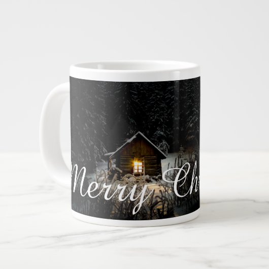 クリスマスの魔女小屋の挨拶 ジャンボコーヒーマグカップ (正面左)