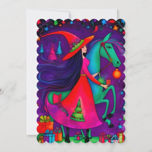 クリスマスの魔女14デザイン ホリデーカード (正面)