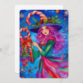 クリスマスの魔女4 デザインのホリデーカード 招待状 (正面/裏面)