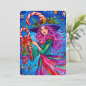 クリスマスの魔女4 デザインのホリデーカード 招待状 (スタンド正面)