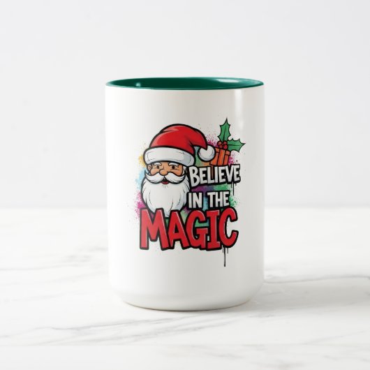 クリスマスの魔法に満ちた世界を信じて ツートーンマグカップ (中央)