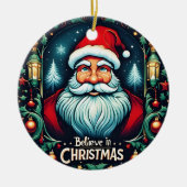 クリスマスの魔法に満ちた祭典的な セラミックオーナメント (正面)