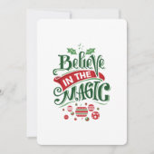クリスマスの魔法のタイポグラフィを信じて シーズンカード (正面)