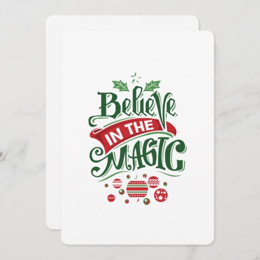 クリスマスの魔法のタイポグラフィを信じて シーズンカード (正面/裏面)