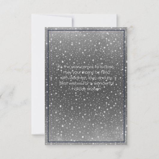 クリスマスの魔法のリースブルーの格子柄のリボンを持っている カード (裏面)