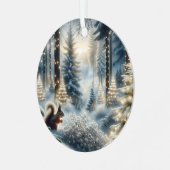 クリスマスの魔法の森のリス メタルオーナメント (正面左)