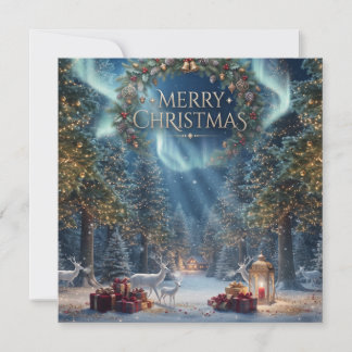 クリスマスの魔法の森 リースとトナカイ