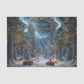クリスマスの魔法の森 リースとトナカイ 薄葉紙
