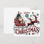 クリスマスの魔法の瞬間 サンタのトナカイが引くスレッド クリスマス フェスティバル 招待状 (正面/裏面)