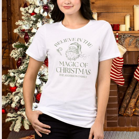 クリスマスの魔法を信じて グリーン トライブレンドTシャツ