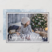 クリスマスの魔法を信じて シルバー/ブルー ホリデー フォト シーズンカード (正面/裏面)