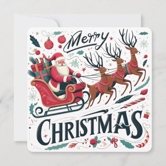 クリスマスの魔法を纏ったサンタのトナカイのスレッド＆リンディアのフェスティブ 招待状 (正面)