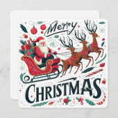 クリスマスの魔法を纏ったサンタのトナカイのスレッド&リンデイジーフェスティブ 招待状 (正面/裏面)