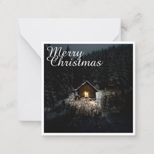 クリスマスの魔法使いの小屋の挨拶 ノートカード (正面)