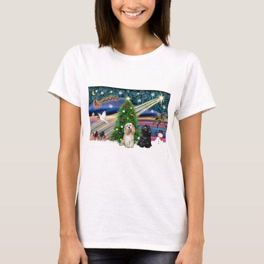 クリスマスの魔法-コッカー・ペア Tシャツ (正面)