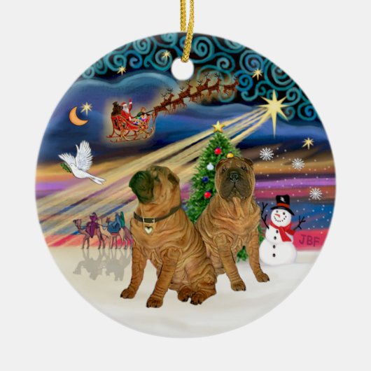 クリスマスの魔法 - チャイニーズシャープエイ (TWO) セラミックオーナメント (正面)