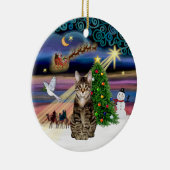 クリスマスの魔法 - トラ柄猫 セラミックオーナメント (右)