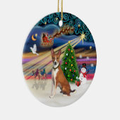 クリスマスの魔法 - バセンジー セラミックオーナメント (右)