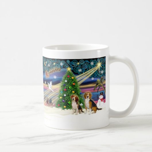 クリスマスの魔法 ビーグル ペア コーヒーマグカップ (右)