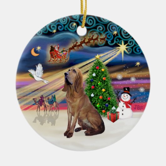 クリスマスの魔法 - ブルドッグ セラミックオーナメント (正面)