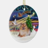 クリスマスの魔法 - ポメラニアン 4 セラミックオーナメント (右)