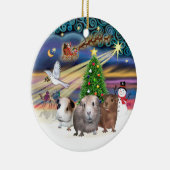 クリスマスの魔法 - モルモット3匹 セラミックオーナメント (右)