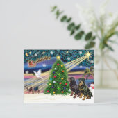 クリスマスの魔法 ロットワイラー 2頭 シーズンポストカード (スタンド正面)