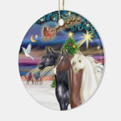 クリスマスの魔法 - 三頭のアラブ馬 セラミックオーナメント (左)