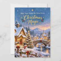 クリスマスの魔法 雪の村 グリーティングカード