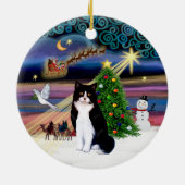 クリスマスの魔法 黒白猫 セラミックオーナメント (裏面)