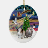 クリスマスの魔法 - 2匹のモルモット セラミックオーナメント (右)
