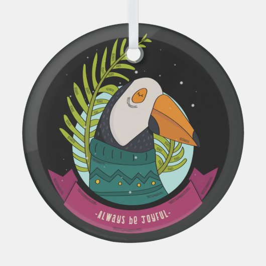 クリスマスの鳥がいつも喜ぶ ガラスオーナメント (正面)