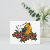 クリスマスの鳥がホリー、ベリーで歌う シーズンポストカード (スタンド正面)