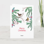 クリスマスの鳥ともみの木の葉といちご シーズンカード (裏面)