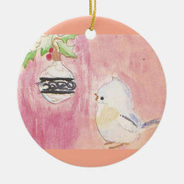 クリスマスの鳥とオーナメント セラミックオーナメント