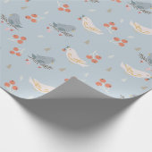 クリスマスの鳥のシームレスなパターン ラッピングペーパー (角)