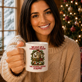 クリスマスの鳥の餌やりリスビュッフェ面白いマグカップ コーヒーマグカップ