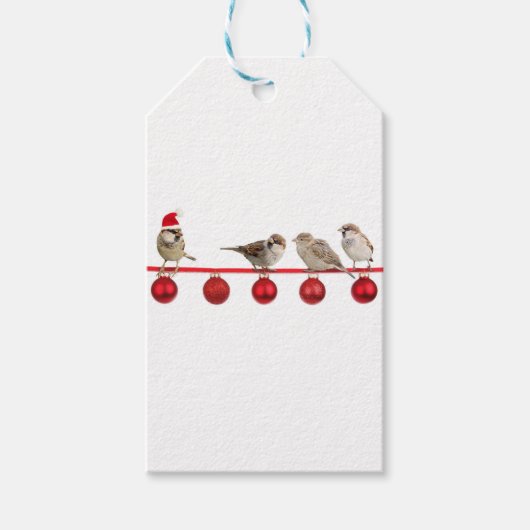 クリスマスの鳥はスズメ ギフトタグ (正面)