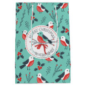 クリスマスの鳥メリークリスマステンプレート ミディアムペーパーバッグ (裏面)