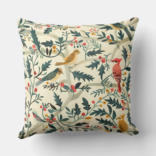 クリスマスの鳥離れと鳥 クッション (裏面)