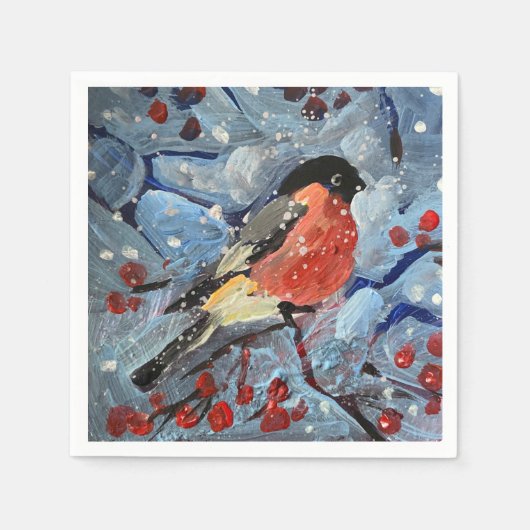 クリスマスの鳥 スタンダードカクテルナプキン (正面)