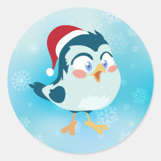 クリスマスの鳥 ラウンドシール