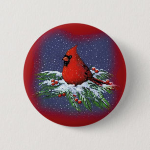 クリスマスの鳥: （鳥）ショウジョウコウカンチョウ: 芸術 缶バッジ