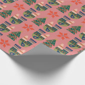 クリスマスの鳩と木の模様 ラッピングペーパー (角)