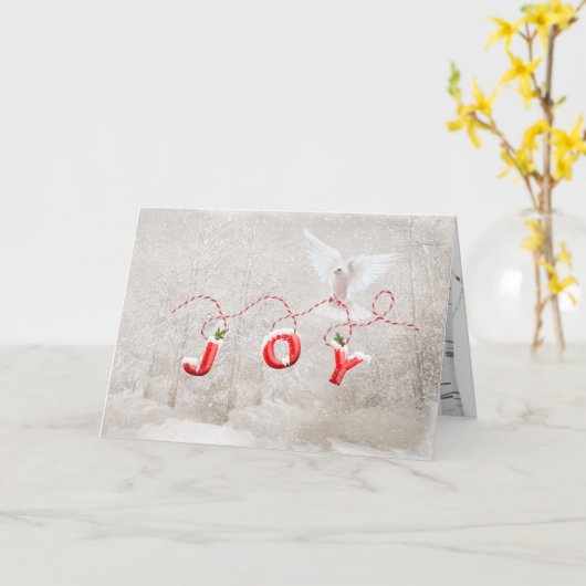 クリスマスの鳩 カード (黄色い花)