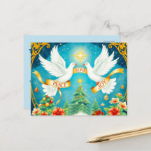 クリスマスの鳩、クリスマスツリー、愛、平和、喜び