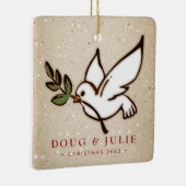 クリスマスの鳩 セラミックオーナメント (右)